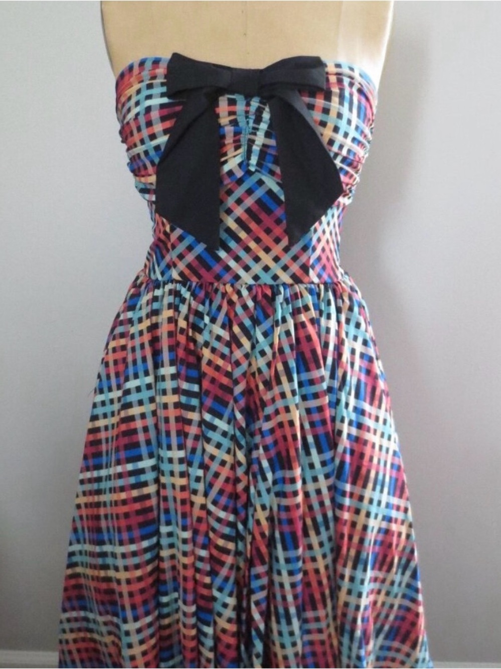 Unique Vintage NWT Madras Rainbow Print Sun Dress Retro 1940s 1950s Style sz Lg - Picture 7 of 11
